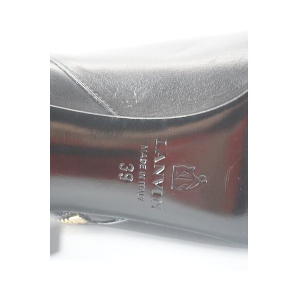 Lanvin Black Leather Pointy Toe Gold Trim High Heels Ankle Boots SZ 39 New $890 - Picture 9 of 12